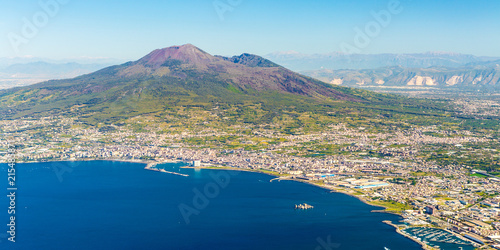 Napoli (Naples) and mount Vesuvius in the background at sunrise in a summer day, Italy, Campania