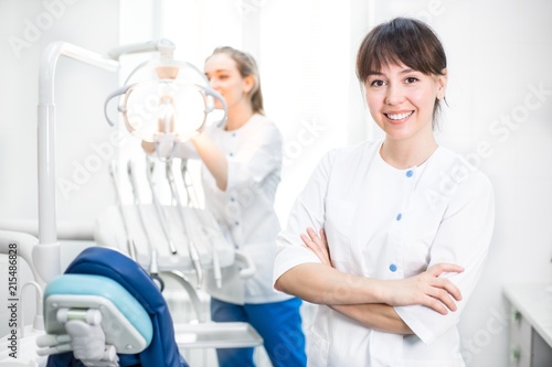 Girls dentists in uniform in the dental Department