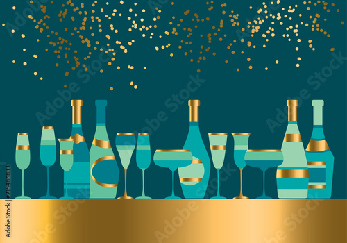 Xmas simple laconic champagne elements