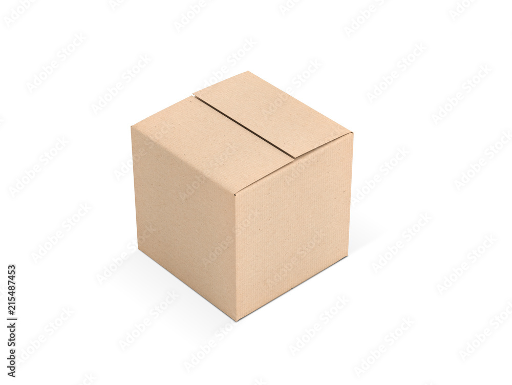 Brown Cardboard box mockup isolated on white Brown Cardboard box mockup isolated on white