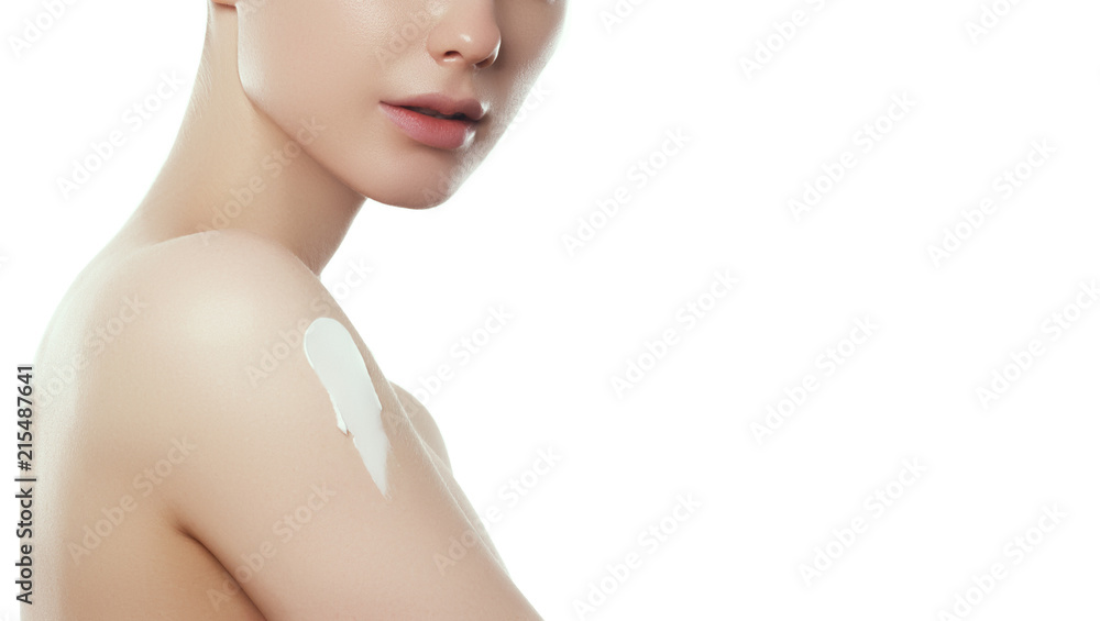 Beauty face. Beautiful Young Woman with Clean Fresh Skin touch own face and body. Facial treatment. Cosmetology, beauty and spa concept Beauty face. Beautiful Young Woman with Clean Fresh Skin touch own face and body. Facial treatment. Cosmetology, beauty and spa concept