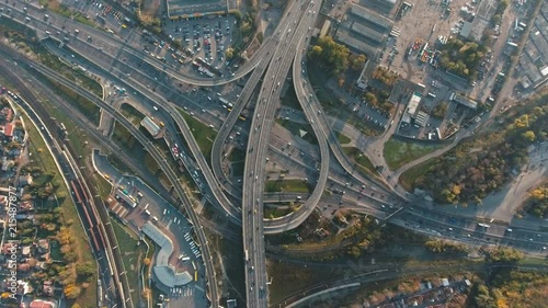 Arial shot Complex road interchange in a modern city