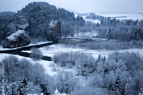 Zimowa sceneria - rezerwat przełom Białki, Podhale 
