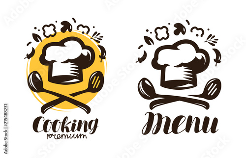Cooking, cuisine logo. Labels for the menu of restaurant or cafe. Vector symbol