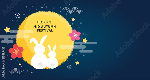 Happy Mid Autumn Festival. Vector banner, background and poster