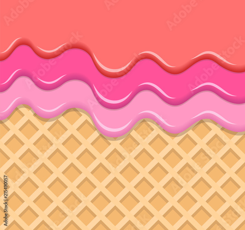 Berry Cream Melted on Wafer Background. Vector Illustration, eps 10