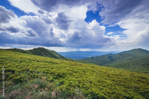 View from Wetlina hiking trail in Bieszczady National Park in Poland