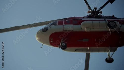 Rescue helicopter take off, slow motion