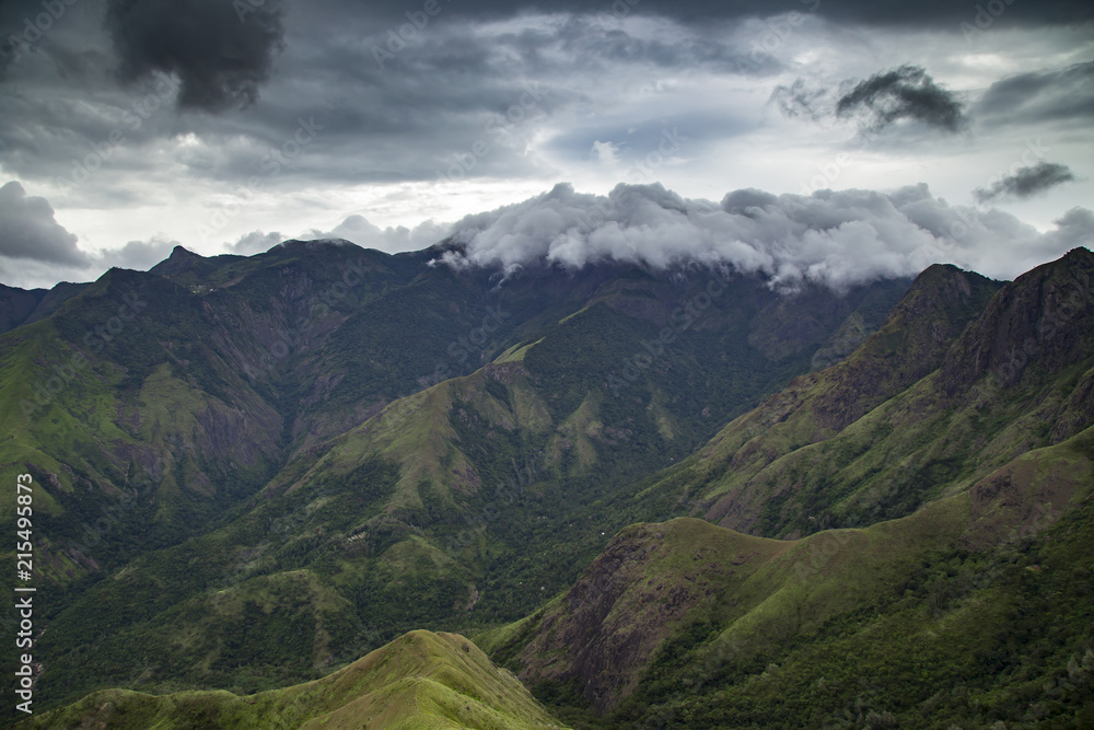 Fototapeta premium Top station landscape with clouds, sky - Wonderful Mountain Range Landscape - UNESCO Heritage Site