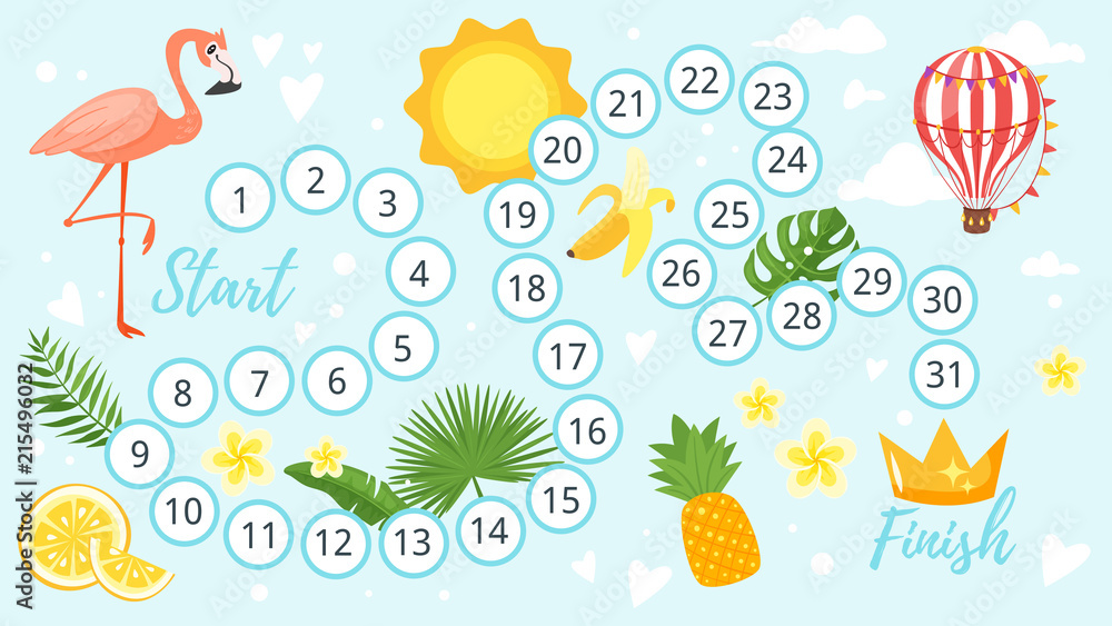 Naklejka premium summer board game template