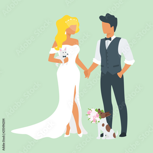 wedding day illustration with dog