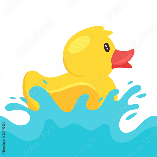 yellow rubber duck splashing water
