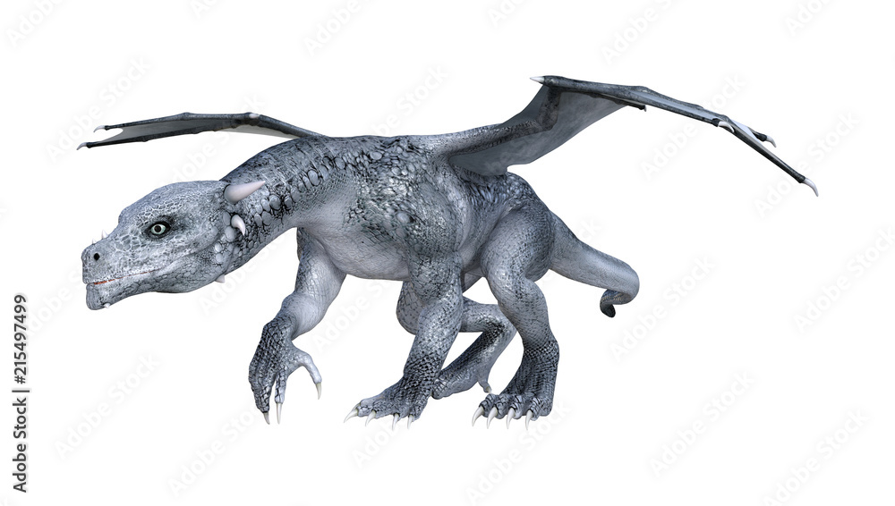 3D Rendering Fantasy Dragon Whelp on White 3D Rendering Fantasy Dragon Whelp on White