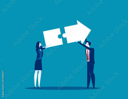 Business people successful growth. Concept business vector illustration, Teamwork, Jigsaw or Puzzle, Cooperation.