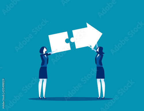 Business people successful growth. Concept business vector illustration, Teamwork, Jigsaw or Puzzle, Cooperation.