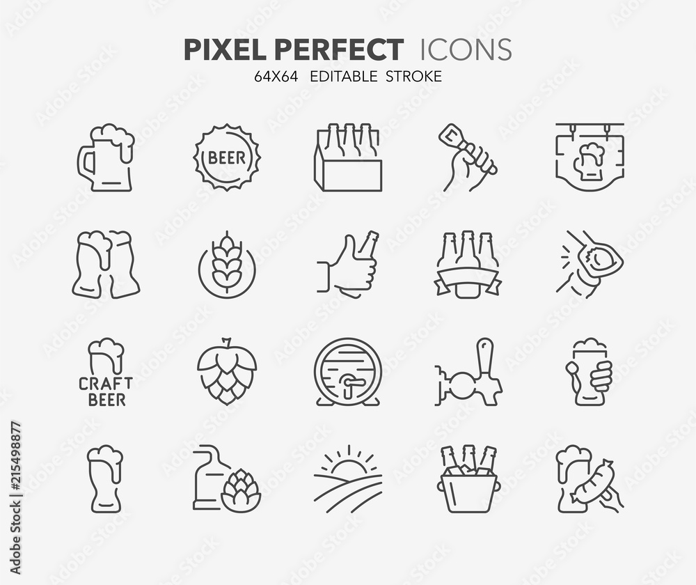 beer thin line icons