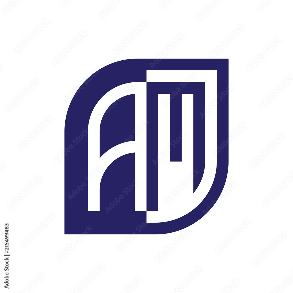 initial letter am emblem logo negative space initial letter am emblem logo negative space