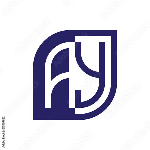 initial letter ay emblem logo negative space