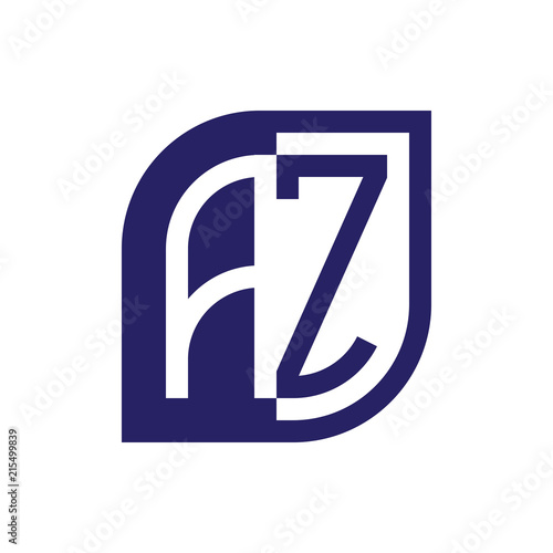 initial letter az emblem logo negative space