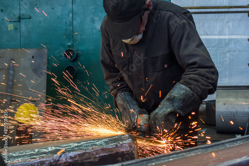 Industrial steel welder in factory technical. © panifuzja