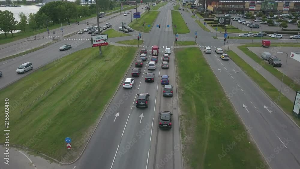 drone flying over highway in Riga, Latvia, 4k drone flying over highway in Riga, Latvia, 4k