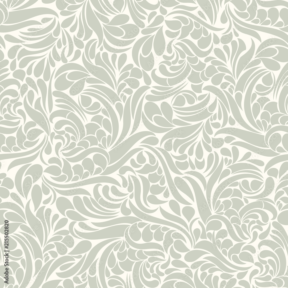 Fototapeta premium Seamless background baroque style. Vintage Pattern. Retro Victorian. Ornament in Damascus style. Elements of flowers, leaves. Vector illustration. Wallpaper, print packaging, textiles.