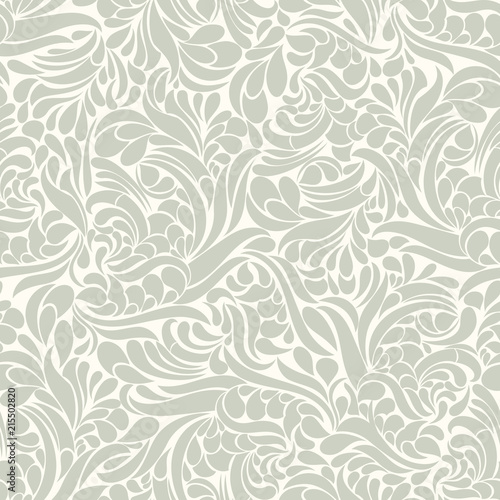 Seamless background baroque style. Vintage Pattern. Retro Victorian. Ornament in Damascus style. Elements of flowers, leaves. Vector illustration. Wallpaper, print packaging, textiles.