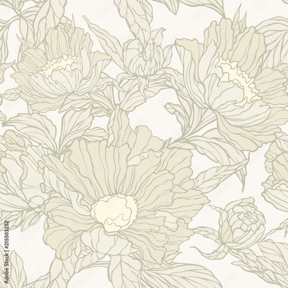 Obraz premium Floral seamless pattern. Flowers roses illustration
