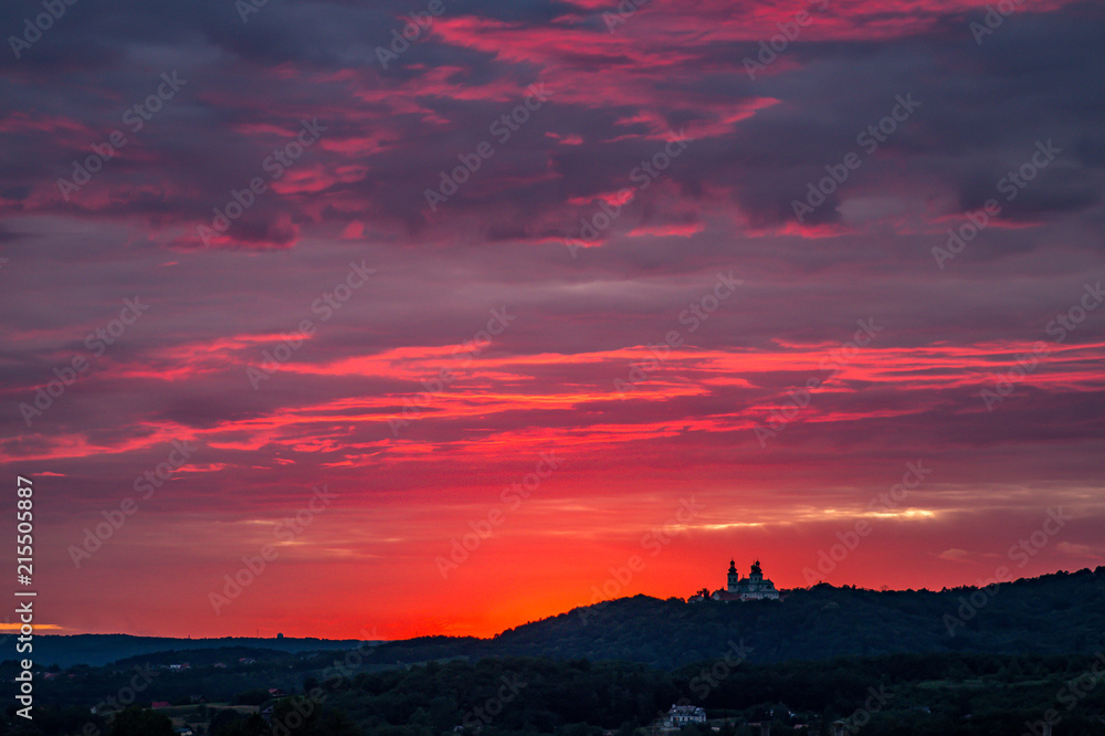  colorful sunset over camaldolese monastery in krakow