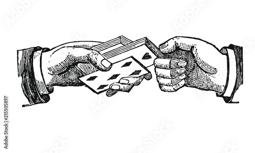 Vintage Hands and Playing Cards Illustration