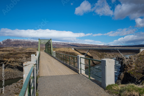 Fototapeta Naklejka Na Ścianę i Meble -  Old bridge crossing river Skjalfandafljot in Iceland