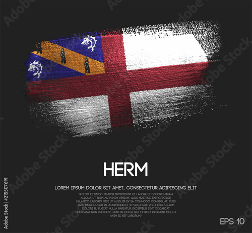 Herm Flag Made of Glitter Sparkle Brush Paint Vector