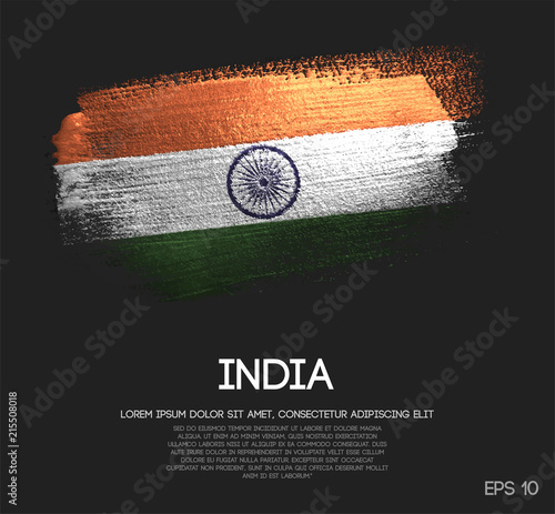 India Flag Made of Glitter Sparkle Brush Paint Vector