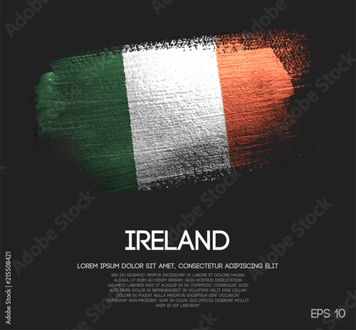 Ireland Flag Made of Glitter Sparkle Brush Paint Vector