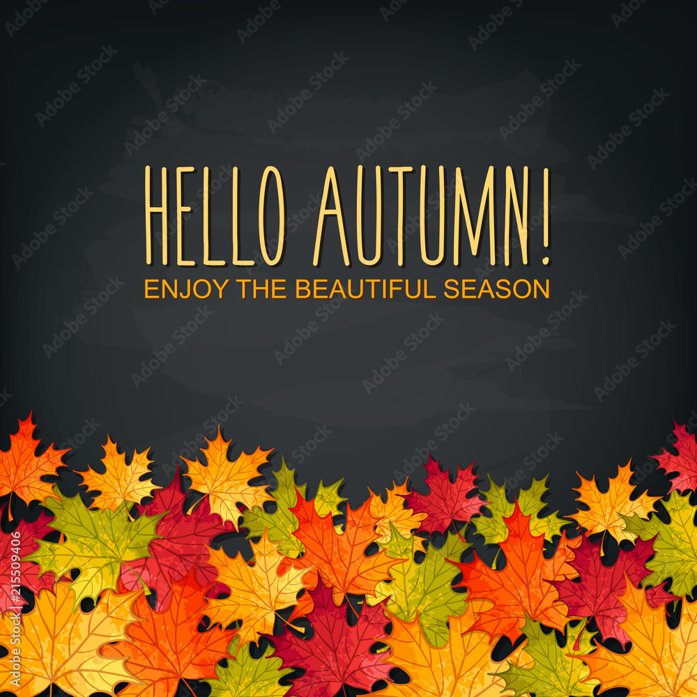 Autumn chalkboard background with maple leaves Autumn chalkboard background with maple leaves