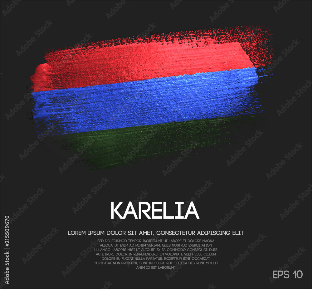 Obraz premium Karelia Flag Made of Glitter Sparkle Brush Paint Vector