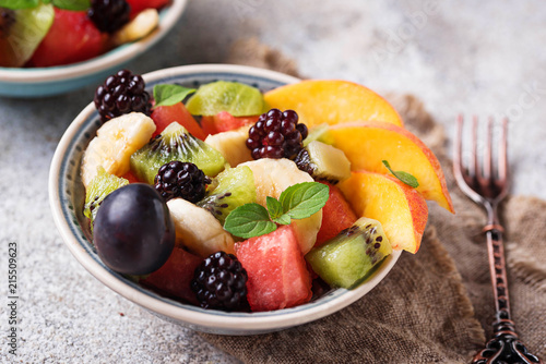 Fruits salad with watermelon  banana and kiwi 