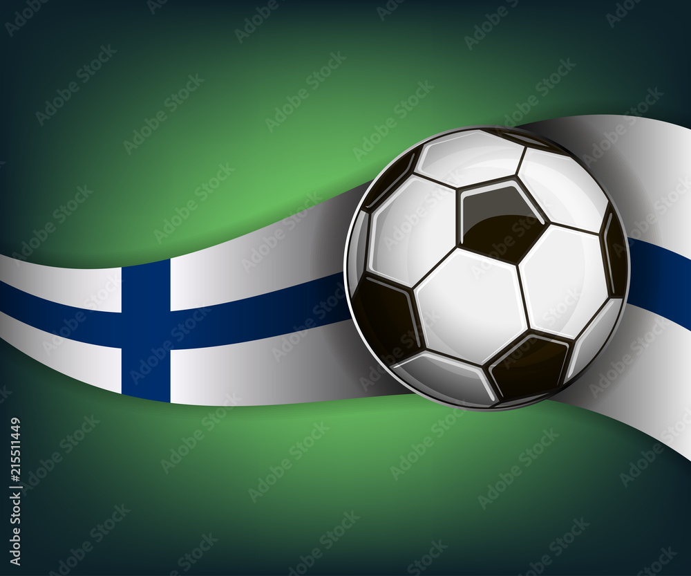 Naklejka premium Illustration with soccet ball and flag of Finland