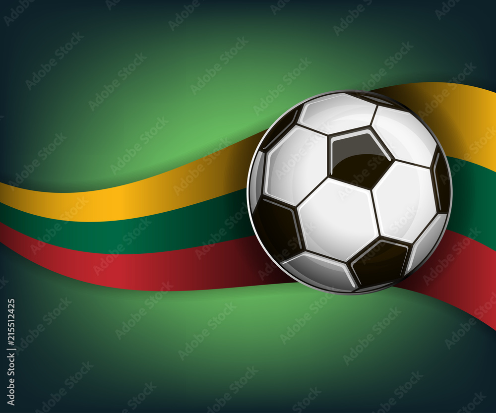 Illustration with soccet ball and flag of Lithuania