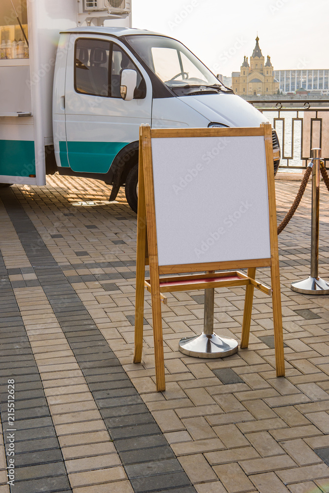 Street stand at a summer cafe on a sunny day