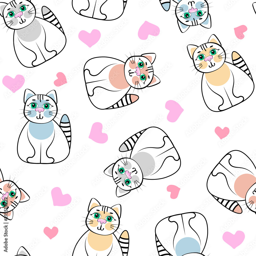 Lovely cat, Abstract seamless pattern .Vector illustration. Lovely cat, Abstract seamless pattern .Vector illustration.