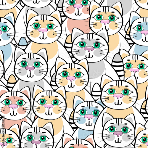 Lovely cat, Abstract seamless pattern .Vector illustration.