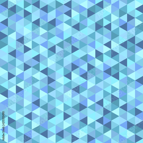 Seamless triangle pattern. Cold colors. Abstract geometric wallpaper of the surface. Sea background. Print for polygraphy  posters  t-shirts and textiles. Unique texture. Doodle for design