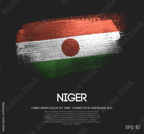 Niger Flag Made of Glitter Sparkle Brush Paint Vector