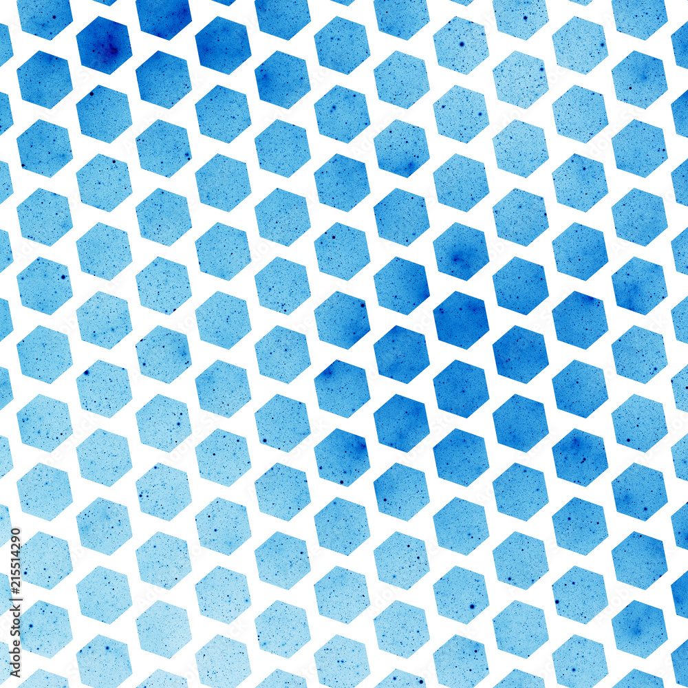 Abstract spotted hexagonal texture with blue particles. Fantasy fractal design. Digital art. 3D rendering.