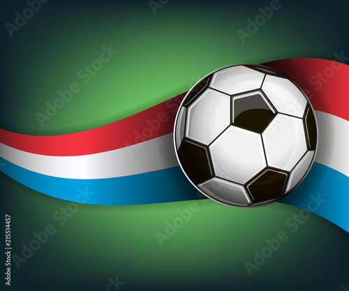 Illustration with soccet ball and flag of Luxembourg