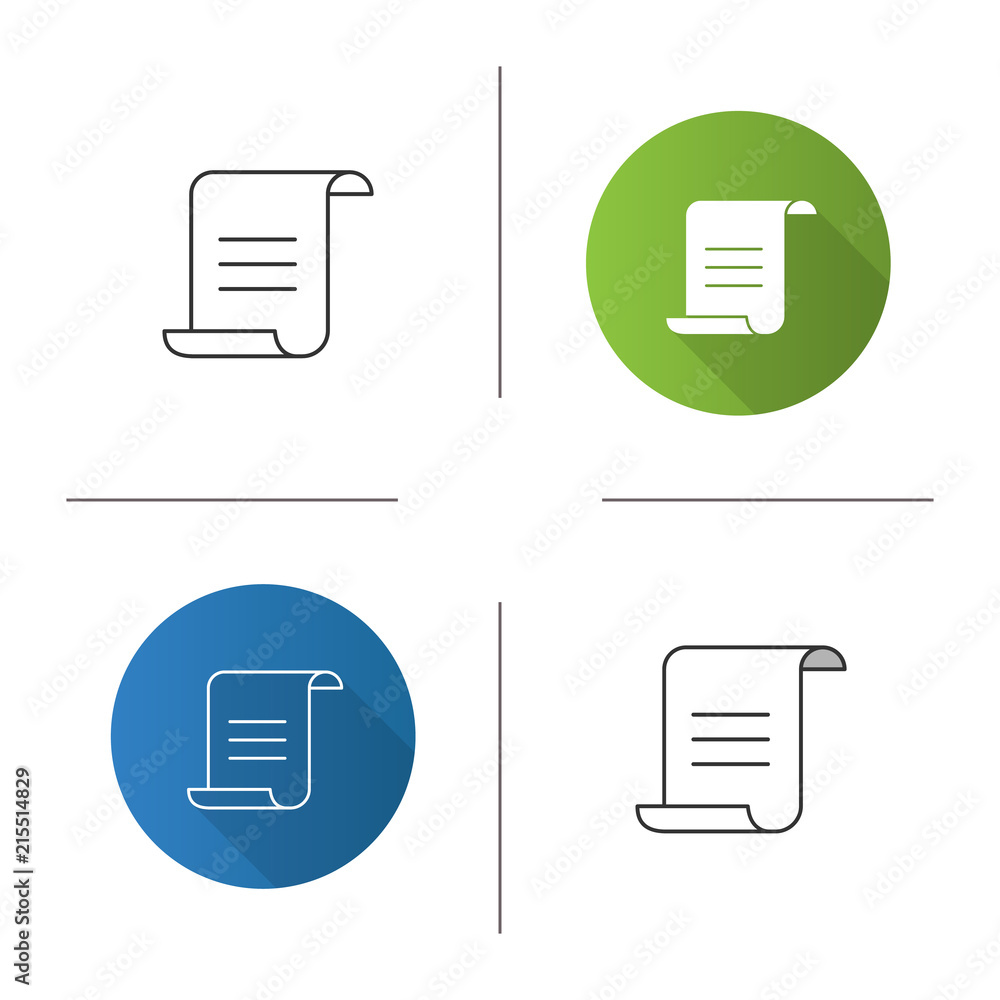 Paper scroll with text icon Paper scroll with text icon
