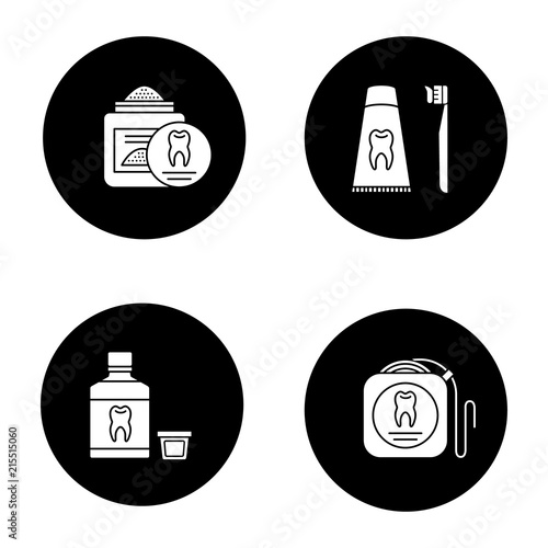 Dentistry glyph icons set