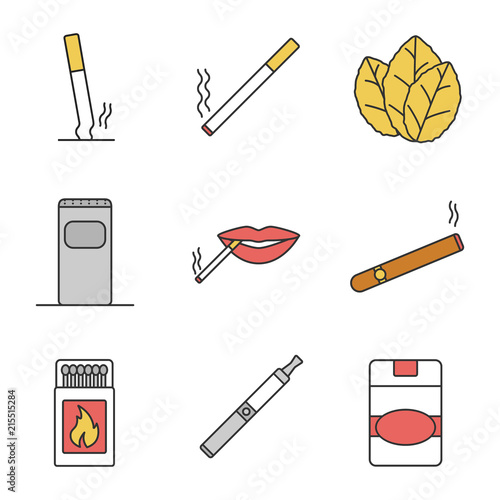 Smoking color icons set