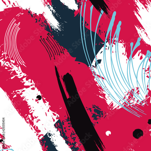 Hand drawn creative pattern in red color. Abstract artistic doodles. Roughly drawn bright trendy grunge  texture. Vector.